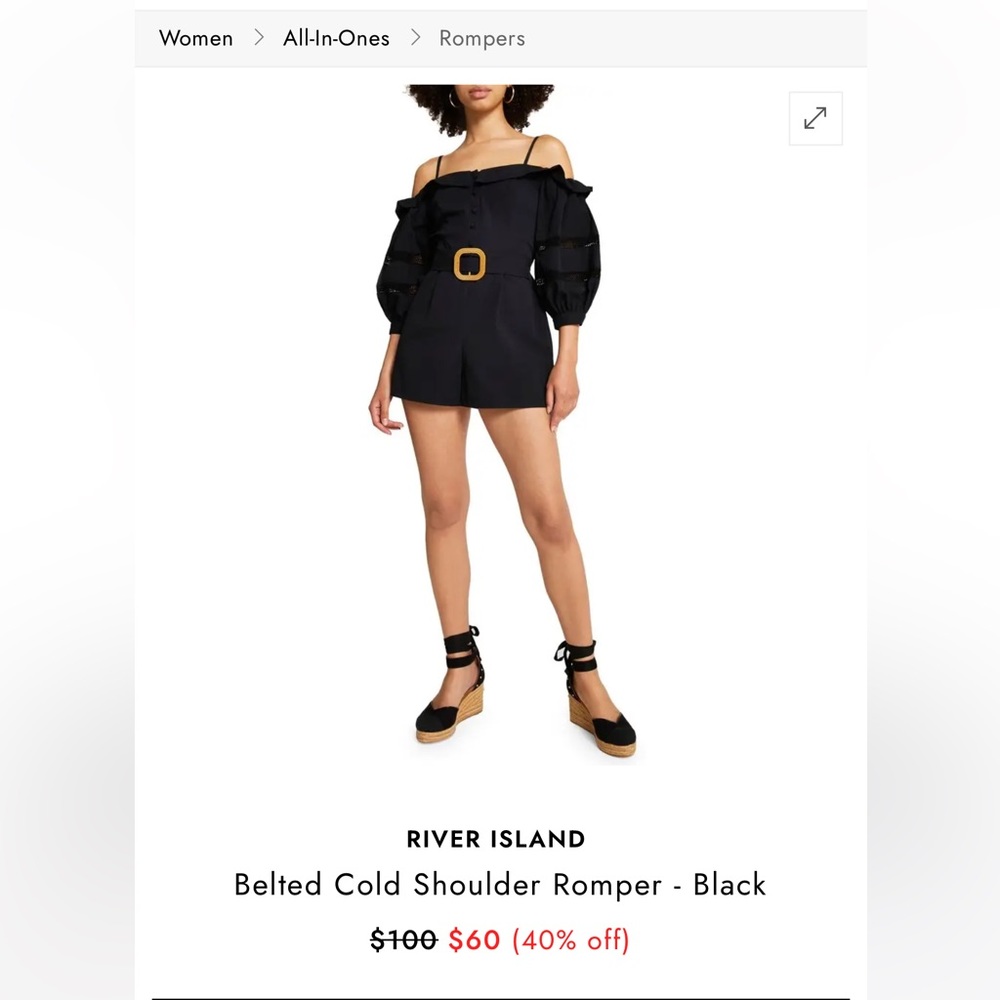 River Island Belted Cold Shoulder Romper